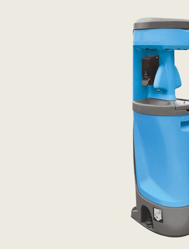 Close-up of a portable handwashing station showing the foot pump and soap dispenser